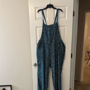 Torrid Teal And White Polka Dot Jumpsuit